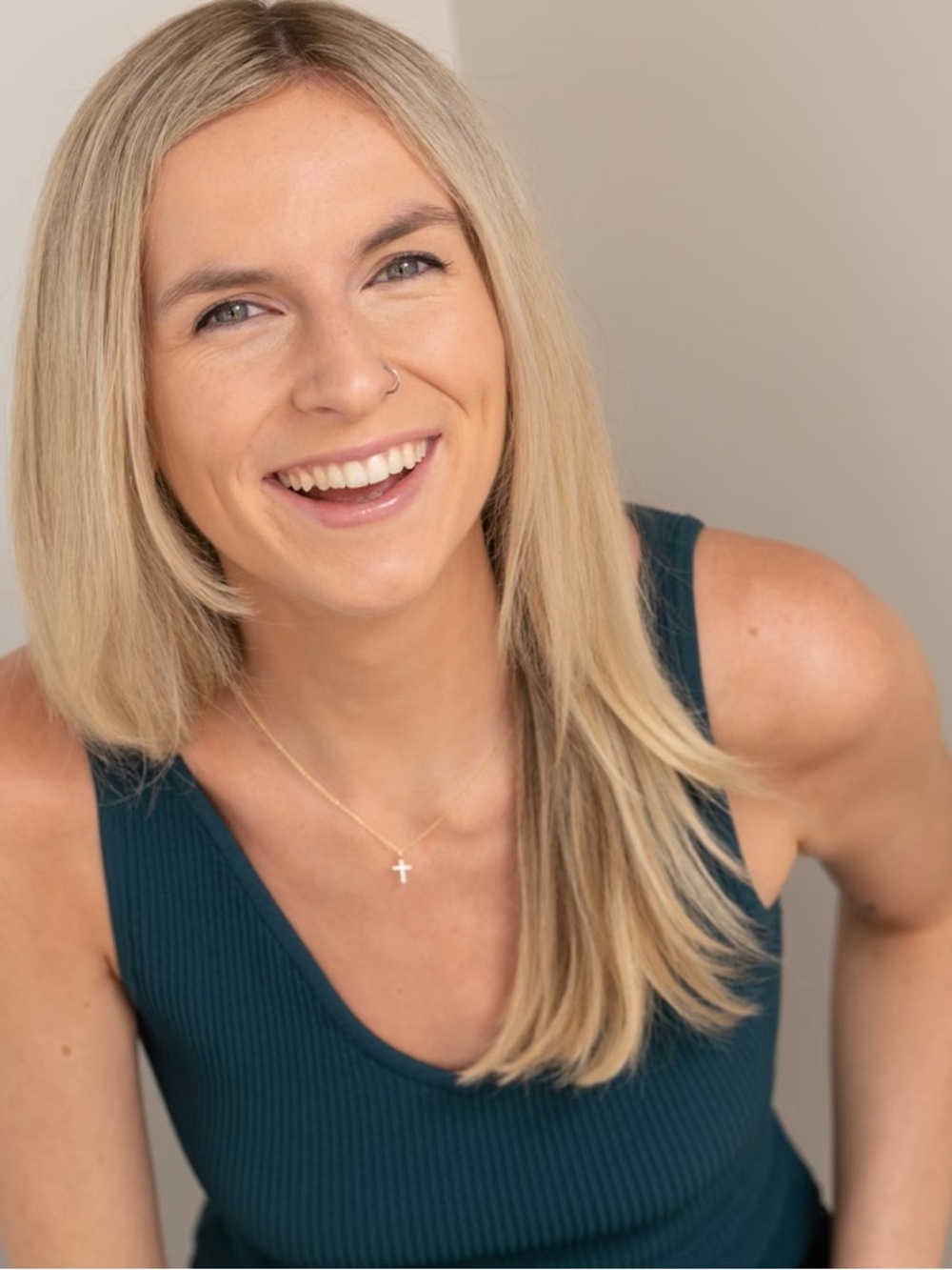 Aritzia BABATON Ribbed V-Neck Tank - Teal Blue